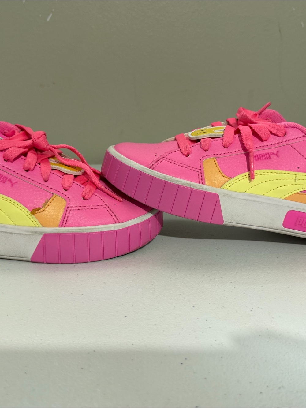 Puma Kids Pink, Yellow & Orange Low-Top Sneakers
